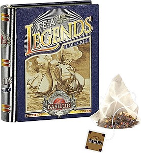 LEGETA Čierne porcované čaje Basilur Legends Earl Grey, plech piramidové sáčky 5 x 2 g