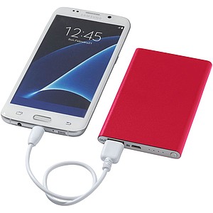 Lehká hliníková powerbanka s indikátorem LED 4000mAh, červená
