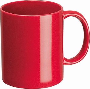 Lesklý keramický hrnček, 300ml, v krabičke, červený