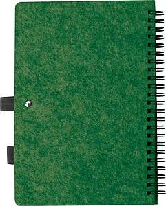 Linkovaný zápisník A5, 80 listů, desky z RPET plsti, tmavě zelená