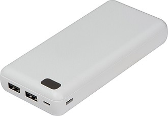 LISATA Hliníková powerbanka s kapacitou 20 000 mAh s digitálnym indikátorom nabíjania, biela