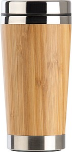 LUIGO Nerezový termohrnček s bambusovým povrchom, objem 400 ml