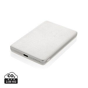 Magnetická powerbanka 5000mAh 5W z RCS hliníka, strieborná