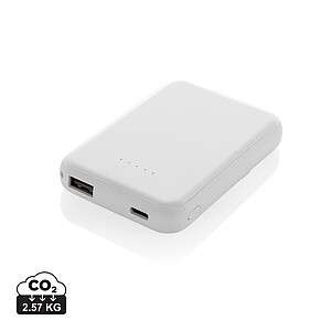 Magnetická powerbanka 5000mAh 5W z RCS plastu, biela