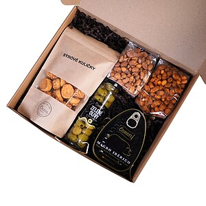 MAGRIKOS Dárková sada - olivy, maso, sýrové kuličky, mix ořechů, arašídy v těstíčku s chilli