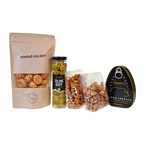 MAGRIKOS Dárková sada - olivy, maso, sýrové kuličky, mix ořechů, arašídy v těstíčku s chilli