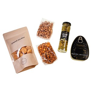 MAGRIKOS Dárková sada - olivy, maso, sýrové kuličky, mix ořechů, arašídy v těstíčku s chilli