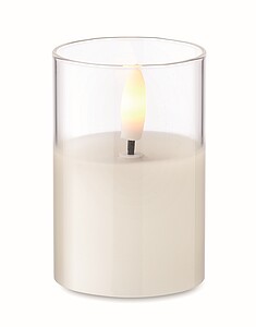 Malá LED svíčka ve skle, bílá