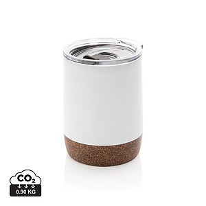 Malý termohrnček, 180ml, nerezový s korkovým dnom, biely