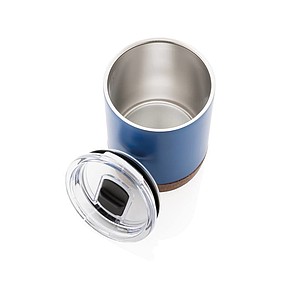Malý termohrnek, 180ml, nerezový s korkovým dnem, modrý