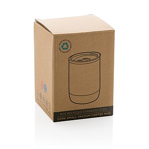 Malý termohrnek, 180ml, nerezový s korkovým dnem, stříbrný