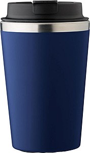 MARON Cestovný hrnček z nehrdzavejúcej ocele a PP, 350 ml, tmavo modrá
