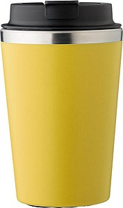 MARON Cestovný hrnček z nehrdzavejúcej ocele a PP, 350 ml, žltá