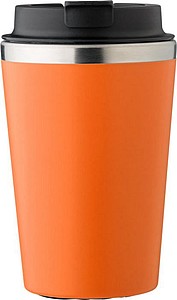 MARON Cestovný hrnček z nerezovej ocele a PP, 350 ml, oranžový