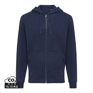 Mikina na zips s kapucňou, recyklovaná bavlna, námornícka modrá, M