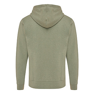 Mikina na zips s kapucňou, recyklovaná bavlna, zelená, M