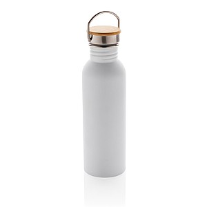 Moderná nerezová fľaša na vodu, objem 700 ml, biela