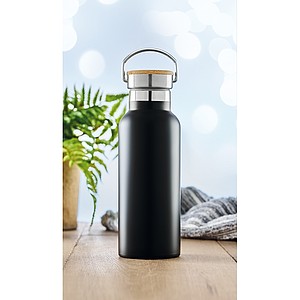 MONILEA Dvoustěnná vakuová termoska z nerezové oceli, objem 500 ml, černá