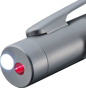 Multifunkční kuličkové pero, LED světlo a laser, modrá a červená náplň