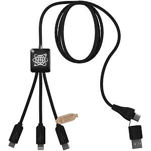 Nabíjací kábel rPET 5 v 1 s prenosom dát SCX.design C45, čierny