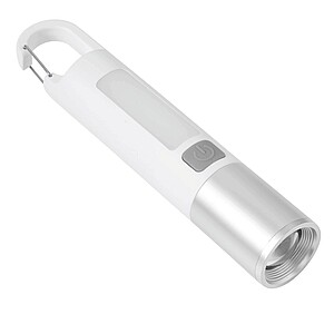Nabíjateľná LED baterka, biela/strieborná