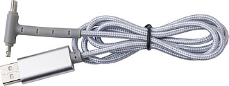 Nabíjecí kabel, 2 koncovky, stříbrný - reklamní předměty