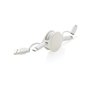Nabíjecí kabel 6 v 1 z RCS recyklovaného plastu a TPE, bílý