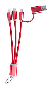 Nabíjecí kabel s kroužkem na klíče, červený