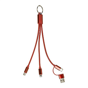 Nabíjecí kabel s přívěškem na klíče, červená