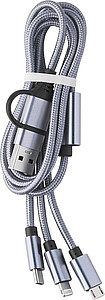 Nabíjecí kabel s více koncovkami, stříbrný - reklamní předměty