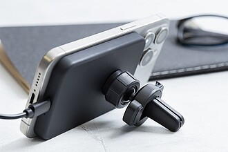 Nabíječka s držákem na mobil do auta, černá