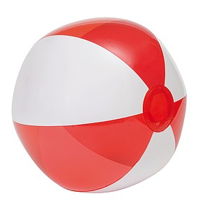 Nafukovací plážový míč, 6 panelů, bílo červený - reklamní předměty