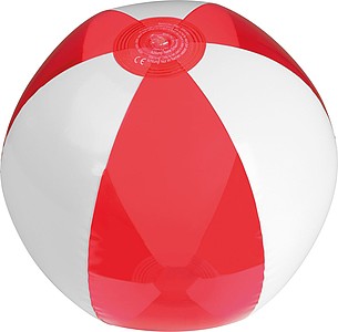 Nafukovací plážový míč, bílo červený - reklamní předměty