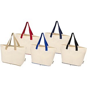 Nákupní taška z recyklované bavlny, béžová/námořní modrá