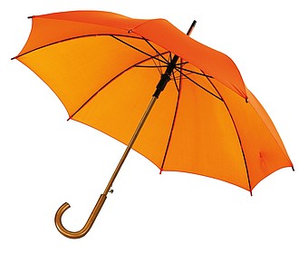 NARSIOL Automatický dáždnik s drevenou rúčkou, oranžová
