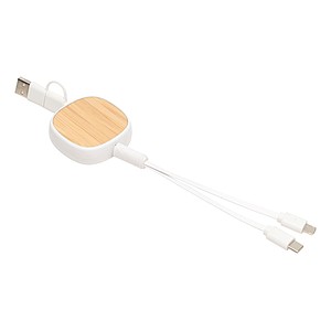 Navíjecí nabíjecí kabel s bambusovou plochou