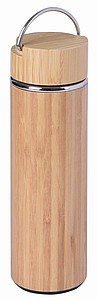 NAZDEF Vákuová termoska s bambusovým povrchom, 400 ml