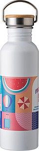 Nerezová fľaša na pitie, 700ml, skrutkovací uzáver, biela