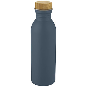 Nerezová fľaša na pitie s bambusovým viečkom, 650 ml, modrá