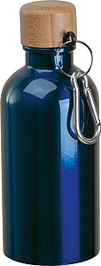 Nerezová fľaša s karabínou 400 ml, tmavomodrá