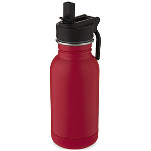 Nerezová láhev na pití, 400ml, s brčkem a poutkem, červená