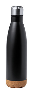 Nerezová láhev na pití s korkovým dnem, 750ml, černá