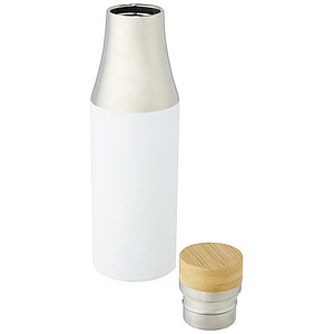 Nerezová termo láhev, 540 ml, s bambusovým víčkem, stříbrno bílá