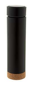 Nerezová termoska 450ml s korkovou základnou, černá
