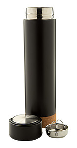 Nerezová termoska 450ml s korkovou základnou, černá