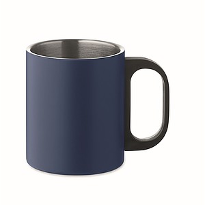 Nerezový hrnček, 300 ml, s čiernym plastovým uchom, tmavomodrý