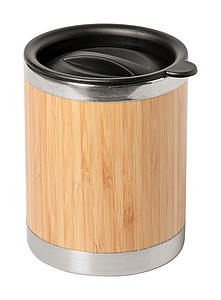 Nerezový termohrnček 300ml, s viečkom a bambusovým povrchom