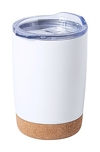 Nerezový termohrnček 380ml s korkovým dnom, biely