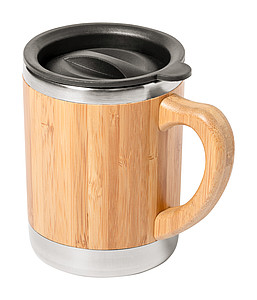 Nerezový termohrnek 300ml s víčkem a bambusovým povrchem