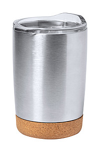 Nerezový termohrnek 380ml s korkovým dnem, stříbrný